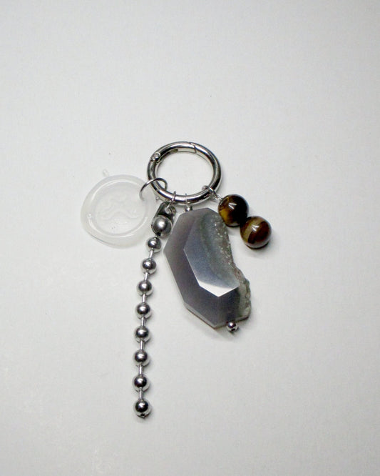 Charm big blue agate and tiger-eye beads
