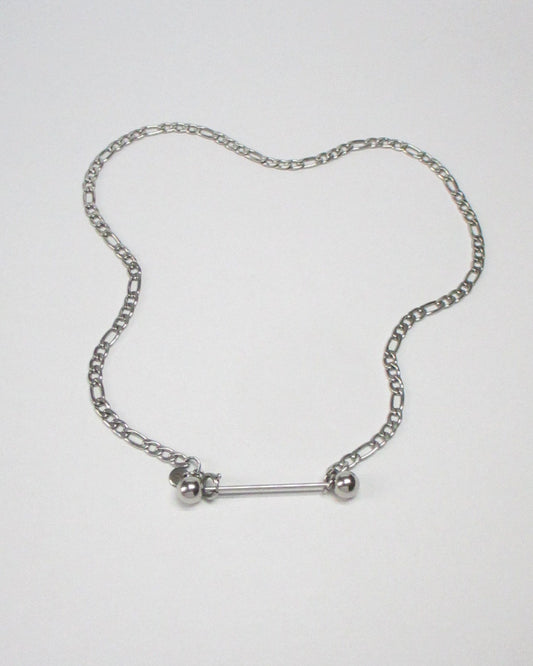 Maxi barbell steel necklace still fluid portrait