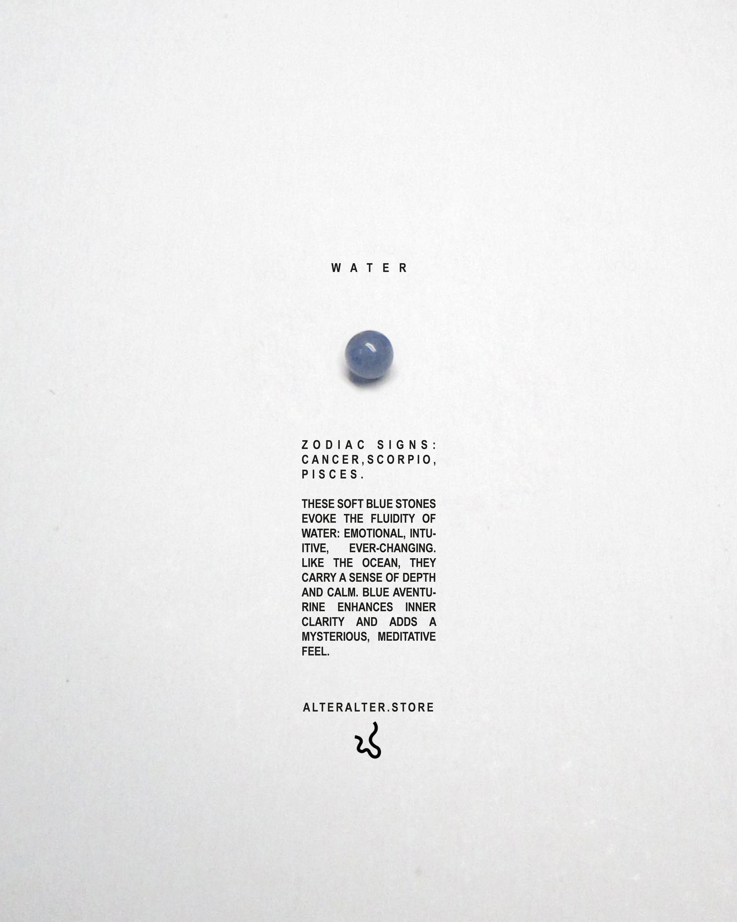 Blue bead representing water signs paper