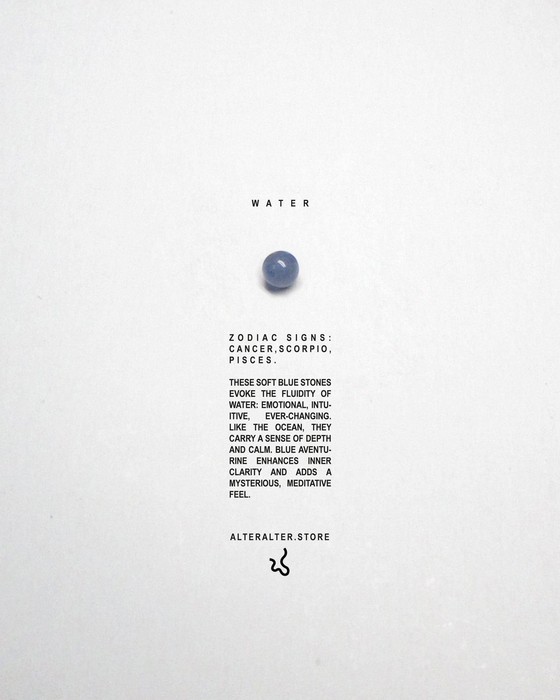 Blue bead representing water signs paper