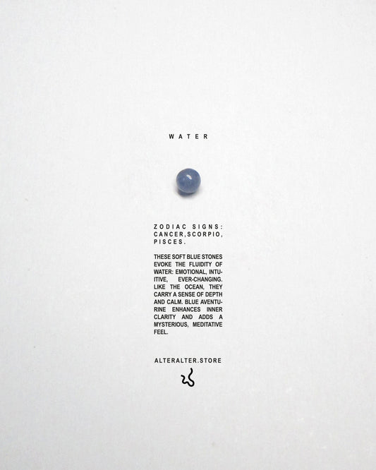 Blue bead representing water signs paper