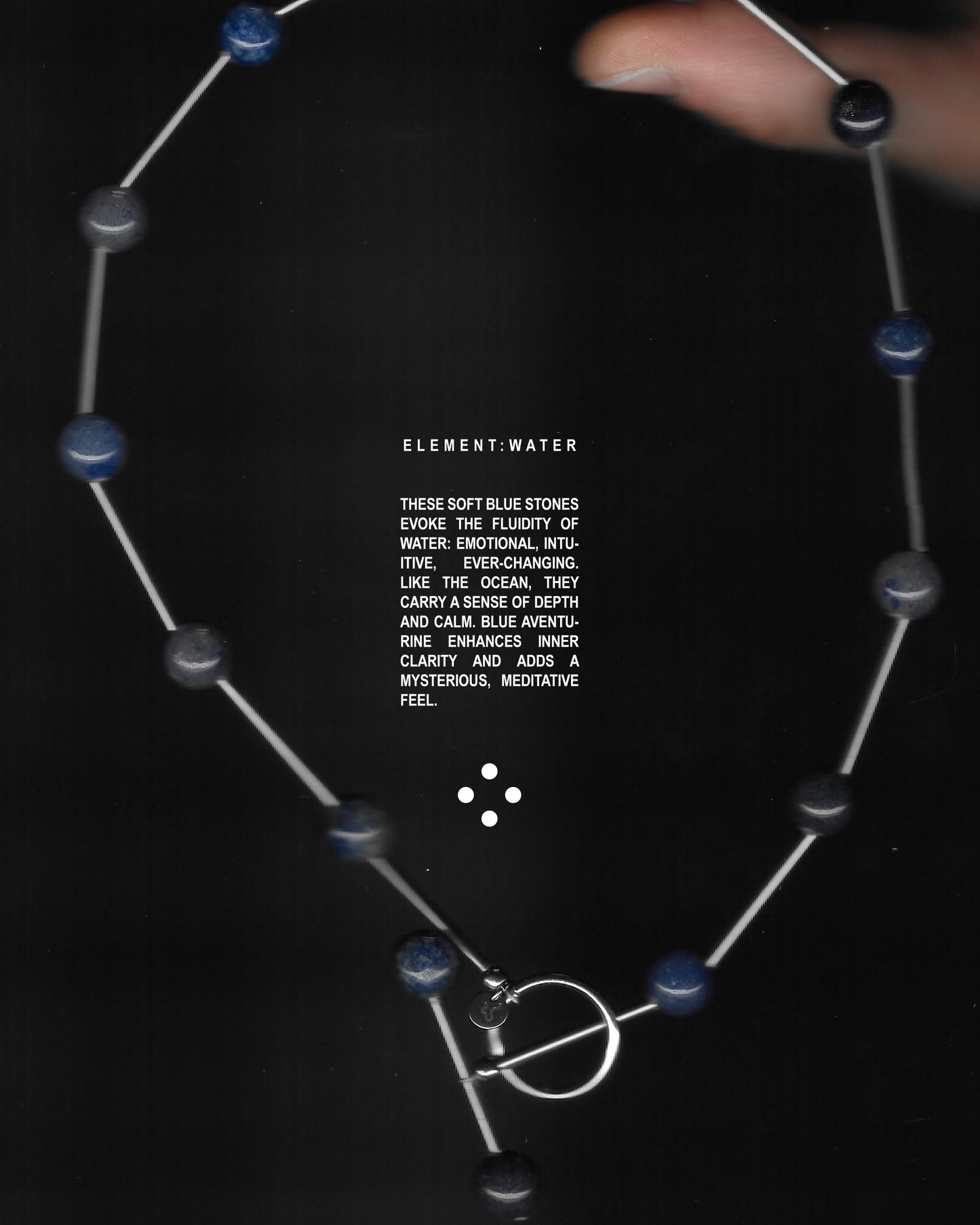 Blue beaded necklace representing water signs scan portrait
