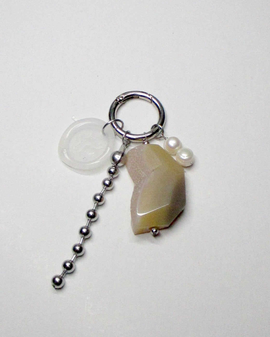 Charm big amber agate and freshwater pearl beads