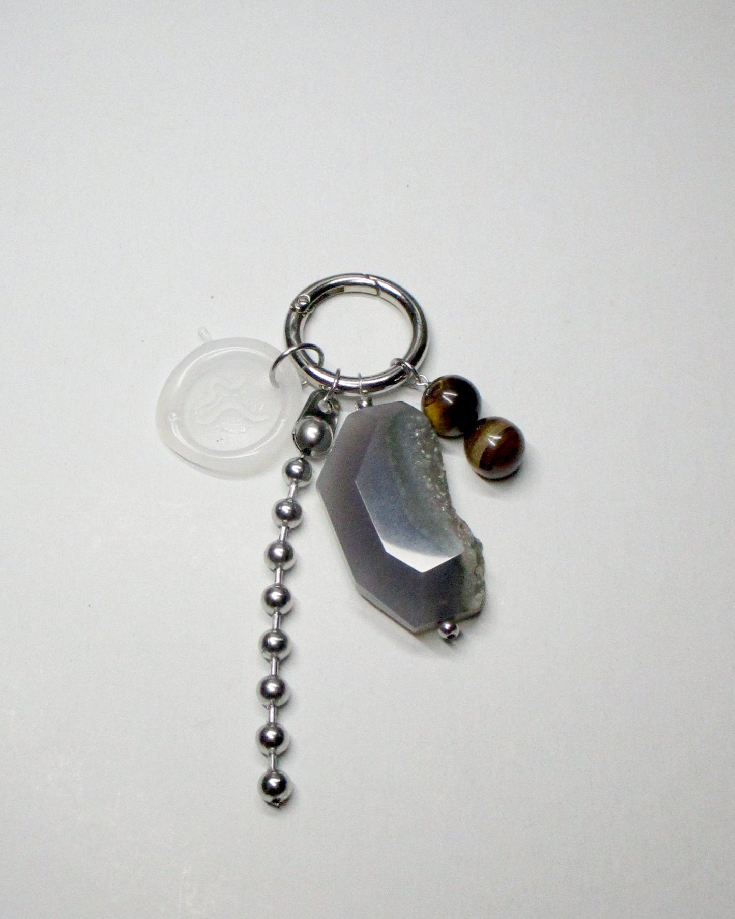 Charm big blue agate and tiger-eye beads
