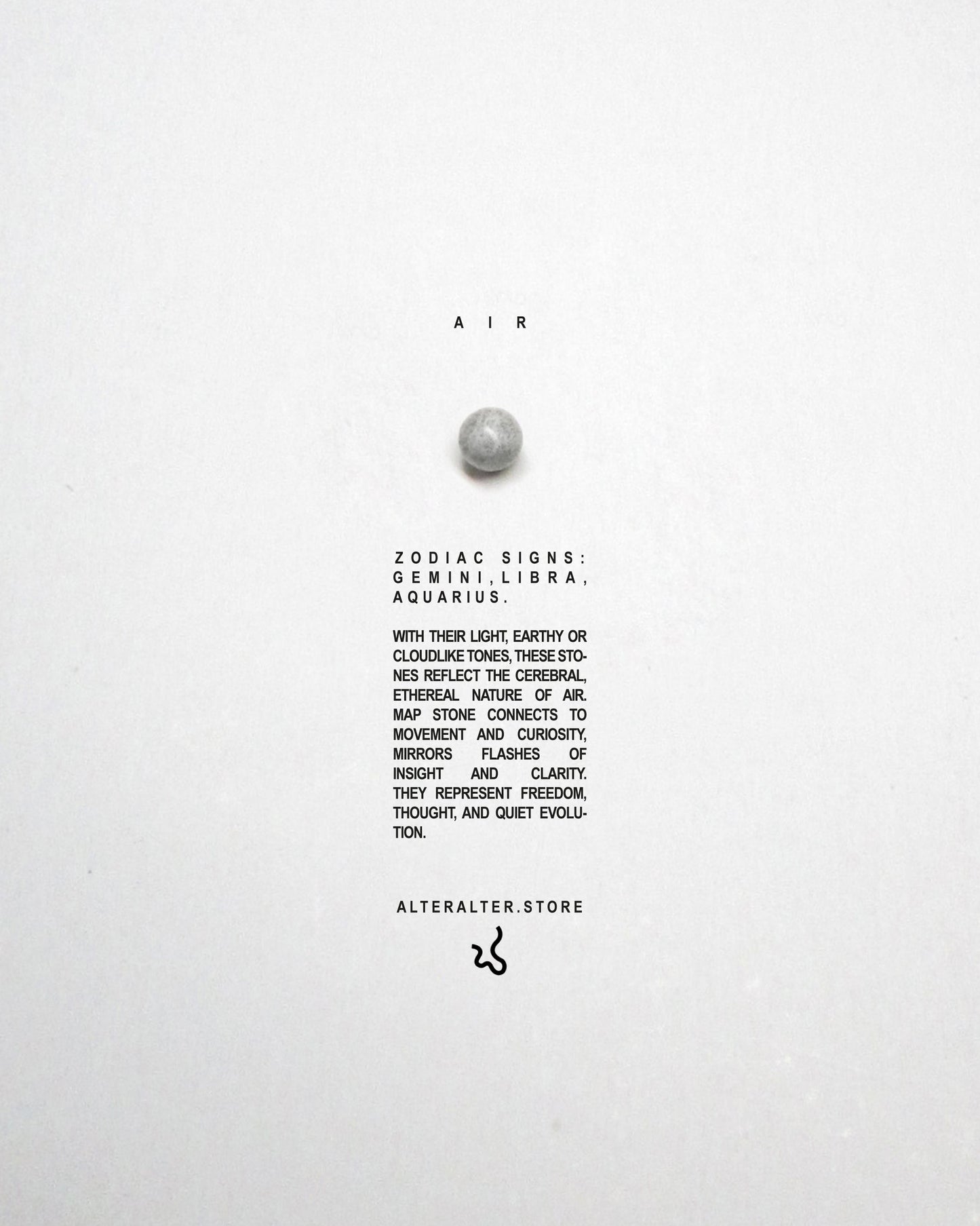 Gray bead representing air signs