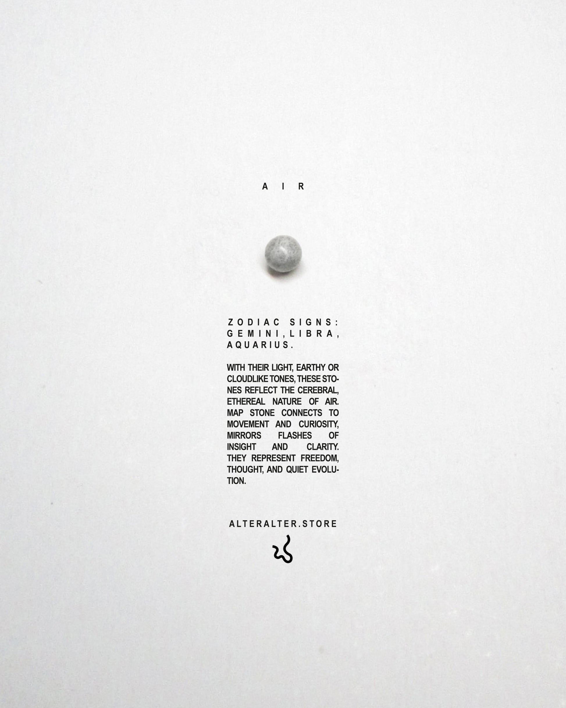 Gray bead representing air signs