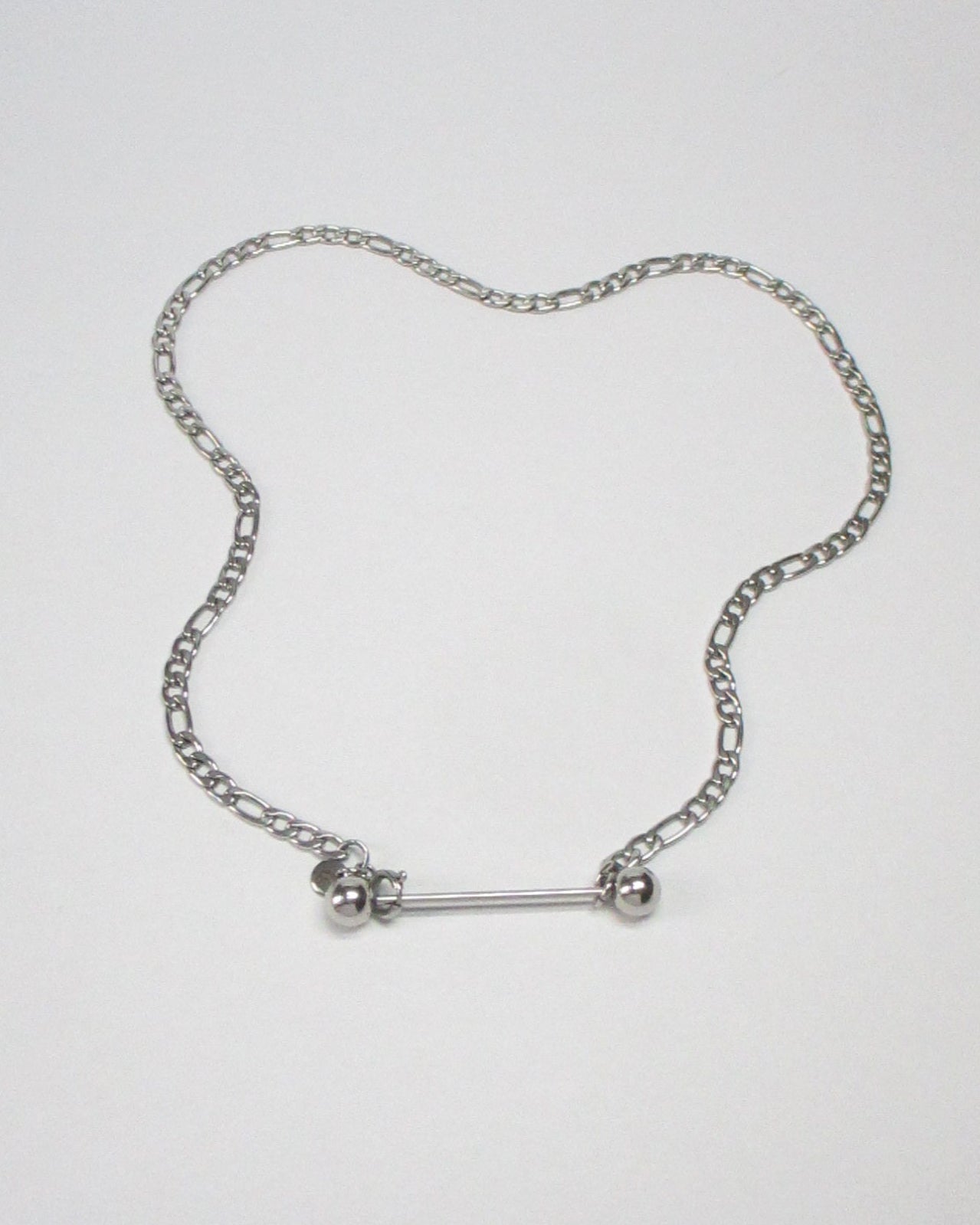 Maxi barbell steel necklace still fluid portrait