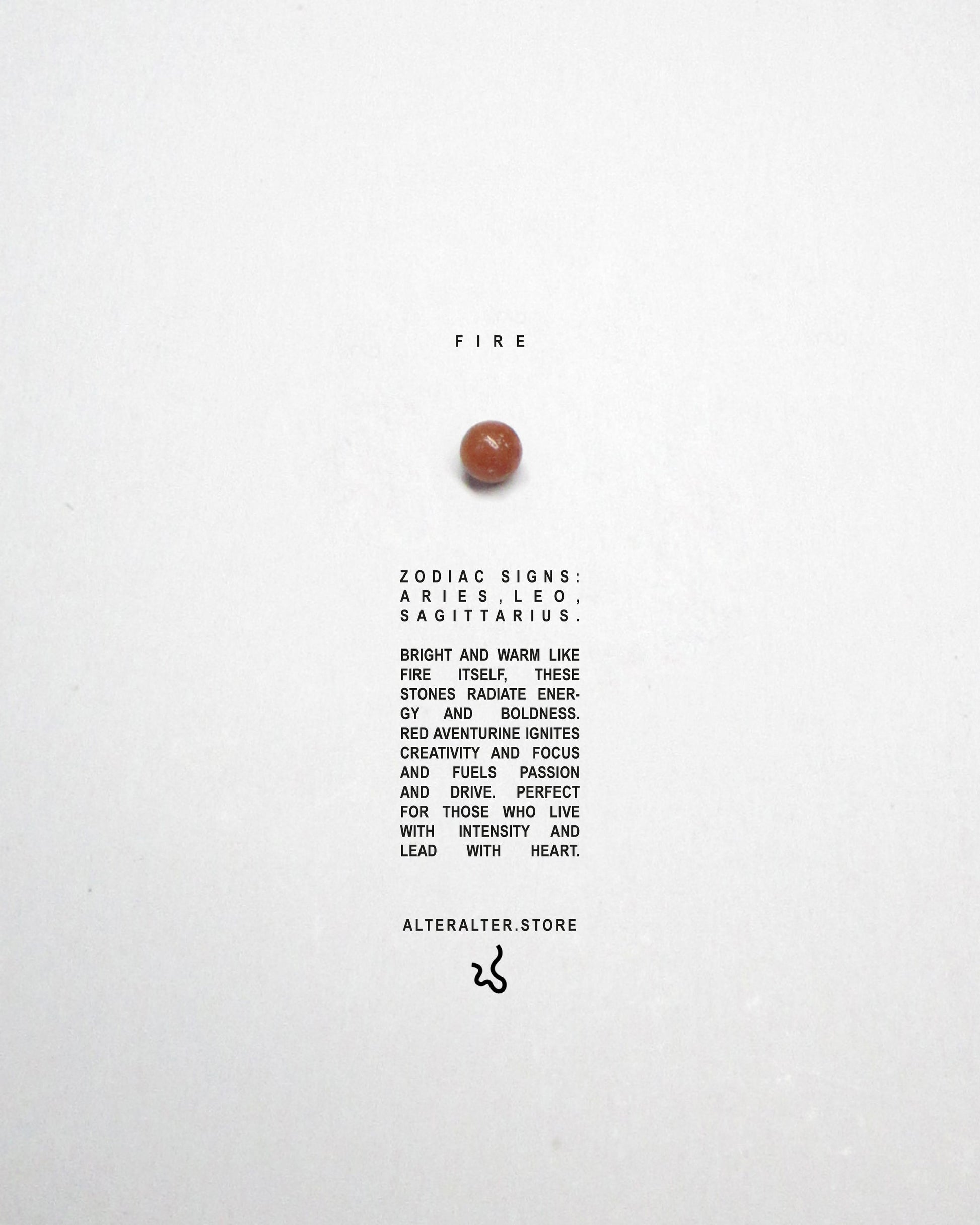 Red bead representing fire signs