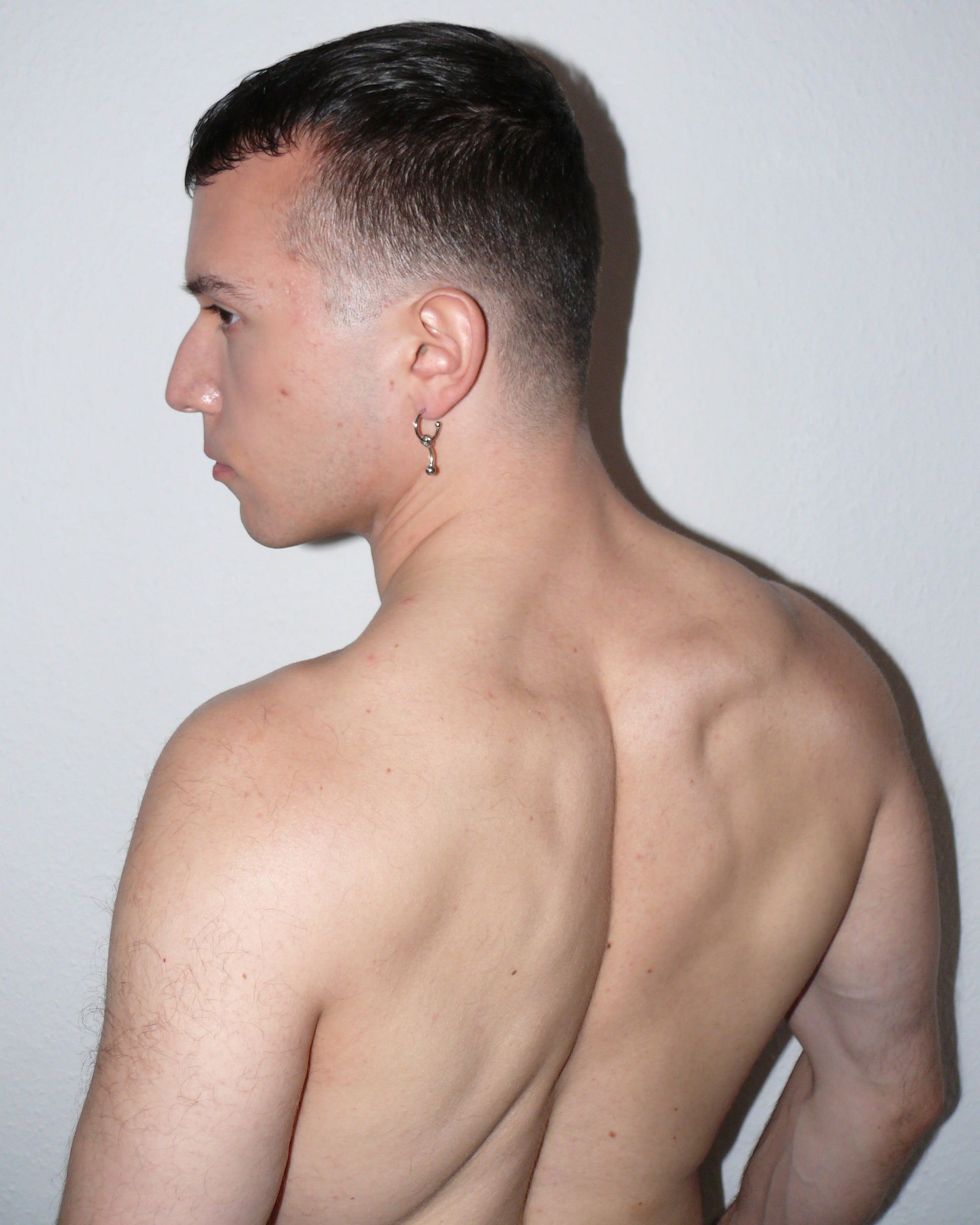 core single piercing open hoop worn