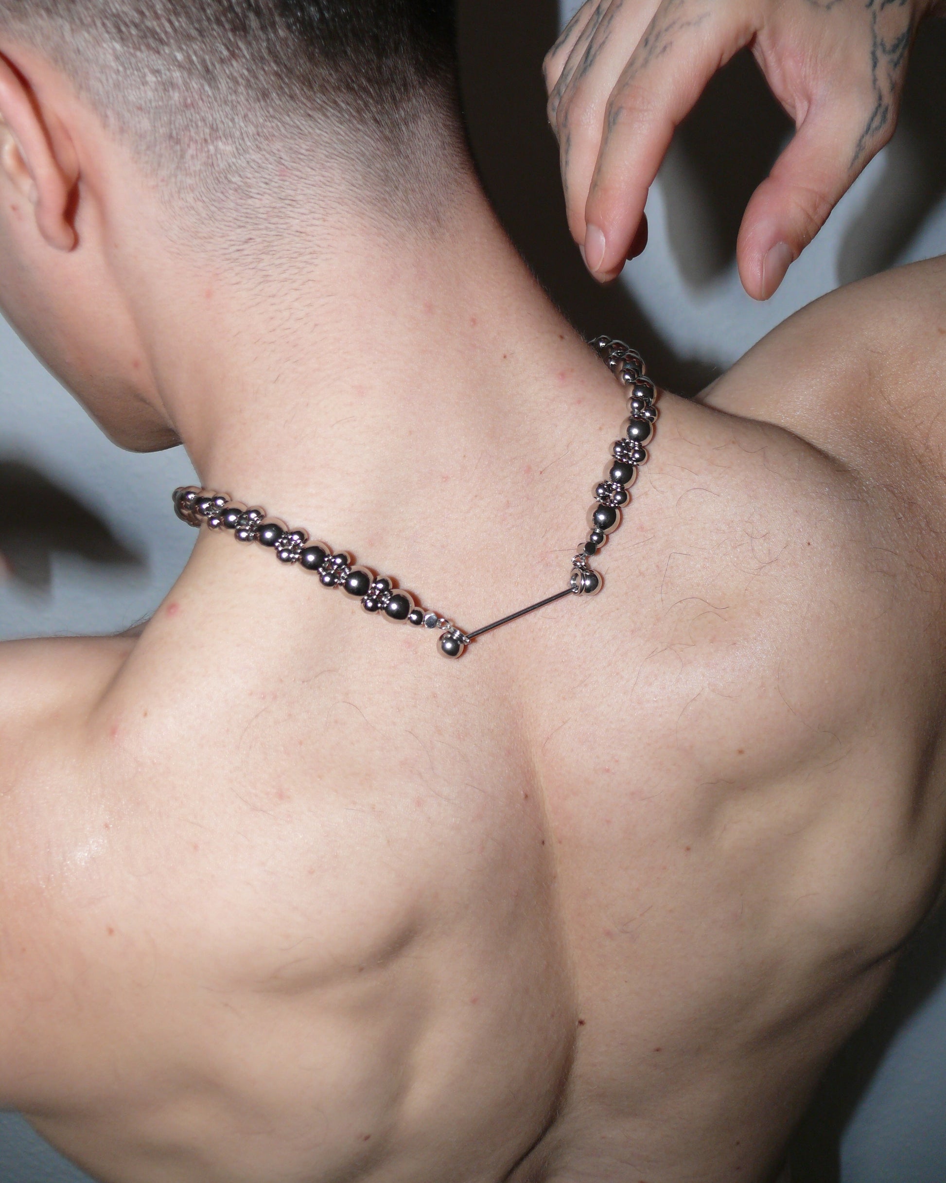 legacy bubbles necklace worn back